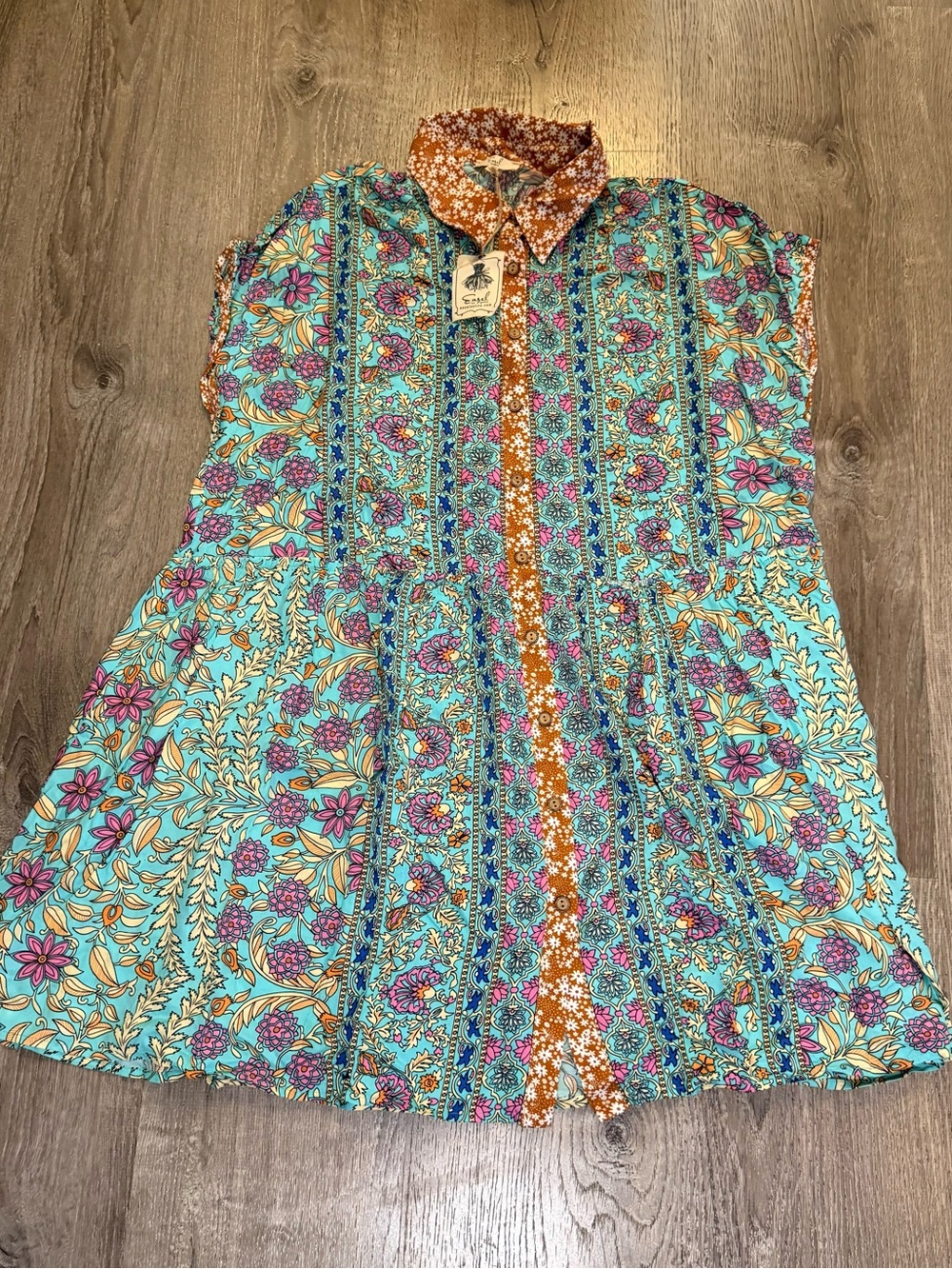 Easel multi-colored boho mini dress plus size - Picture 2 of 7
